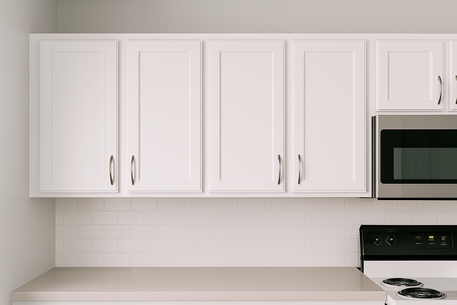 Cabinet refinishing in satin finish