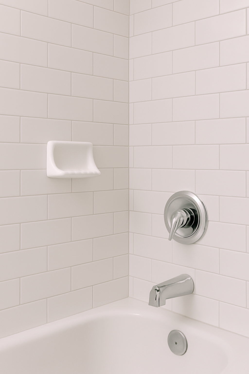 Shower wall tiles resurfaced, uniform color