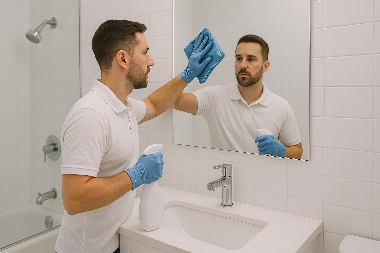 Bathroom cleaning — sanitized tubs/showers, sinks, mirrors and tiles in Tampa Bay
