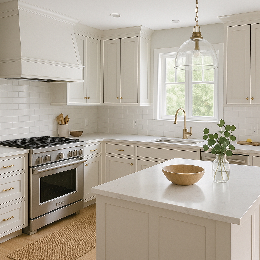 Interior Painting 5 Minimalist kitchen with sage green walls and white countertop – painting project in Clearwater