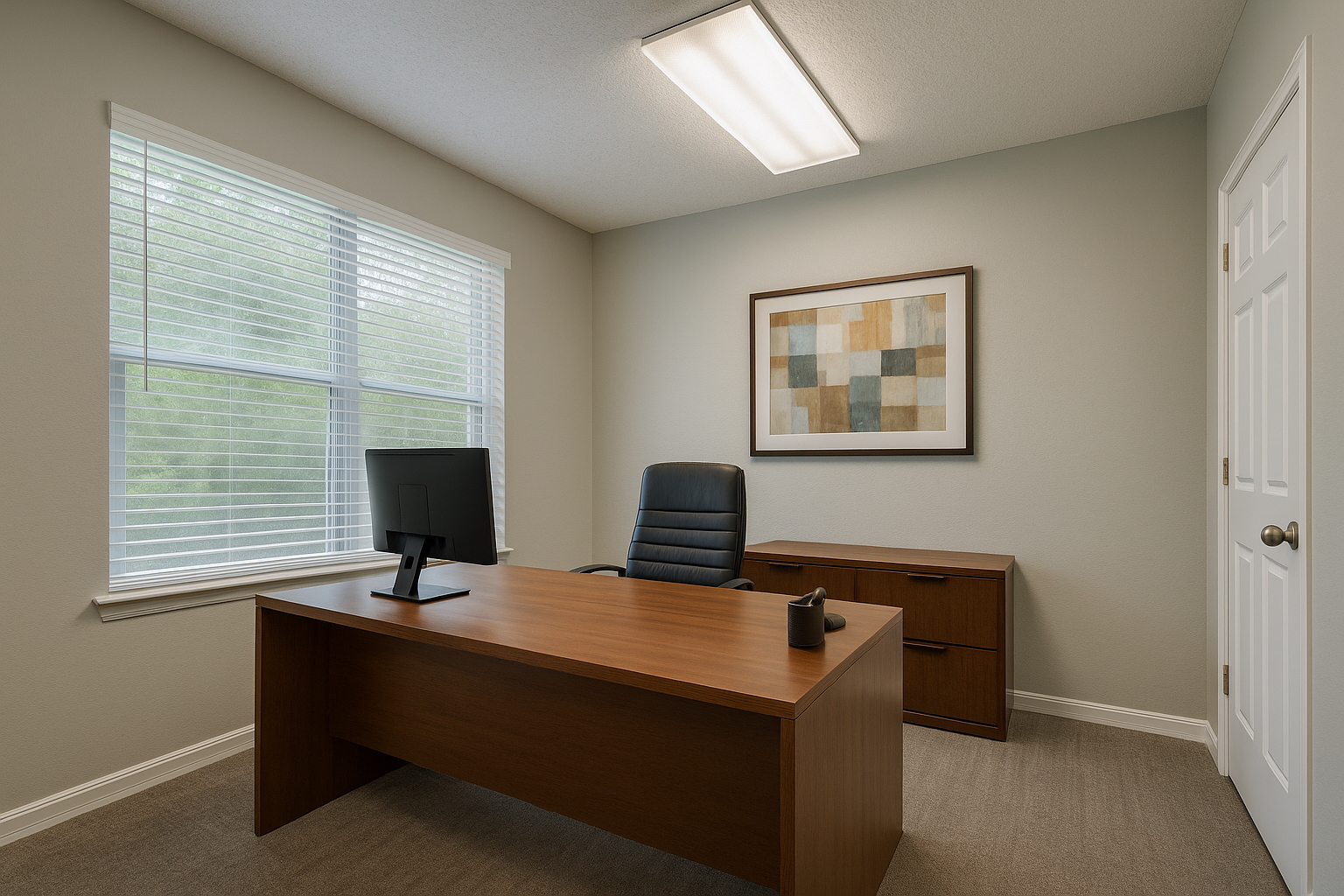 Interior Painting 10 Modern office space with light gray painted walls – professional painting in Brandon